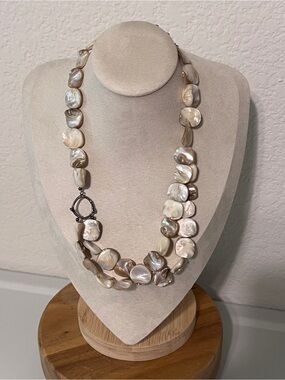 Retired Silpada N1825 Ivory-Colored Iridescent Pearl Shell Statement Necklace